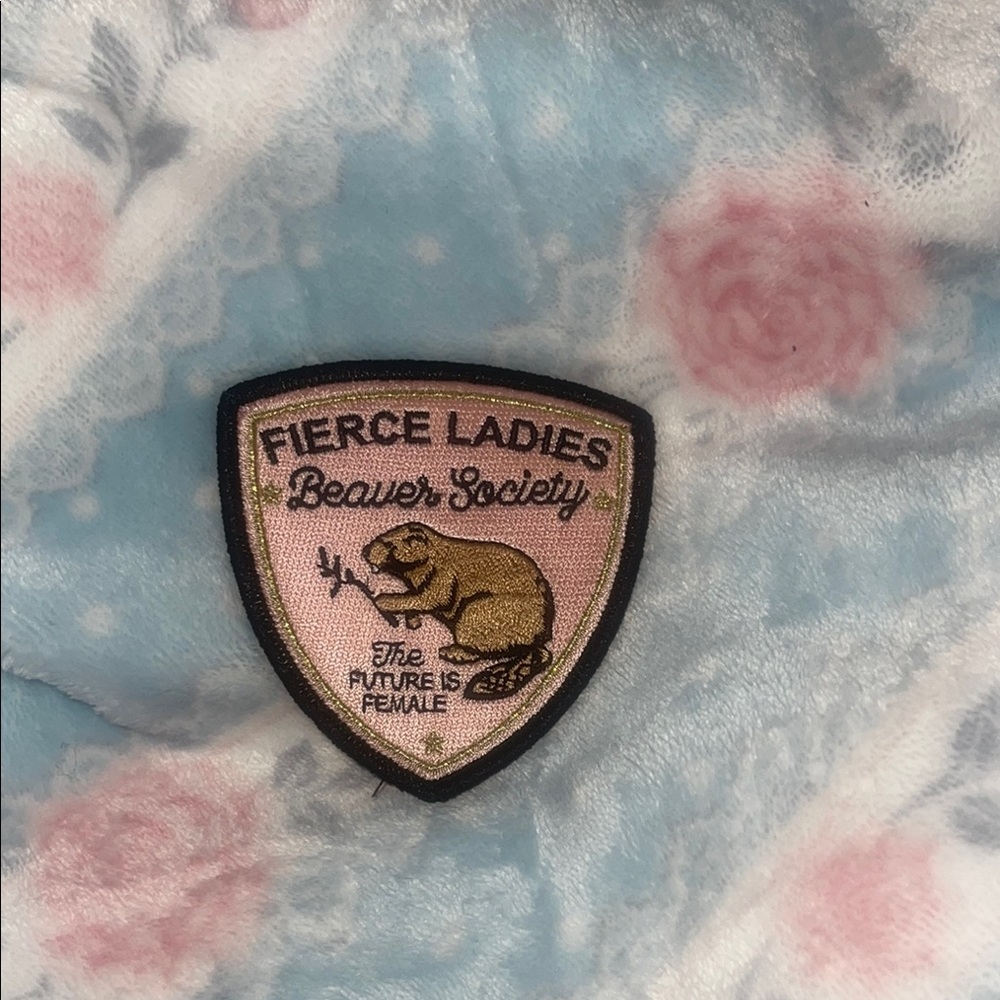 Fierce Ladies Howard Beaver Society Patch Pink & Gold Embroidered Badge.RARE